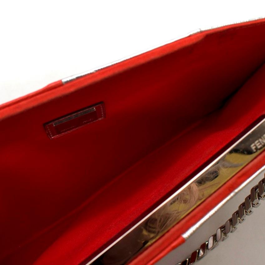 Fendi Two-tone red & silver leather clutch For Sale 2