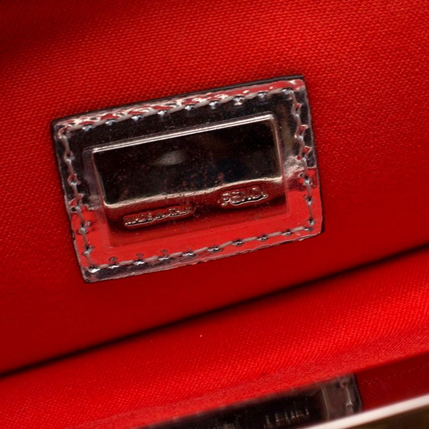 Fendi Two-tone red & silver leather clutch For Sale 3