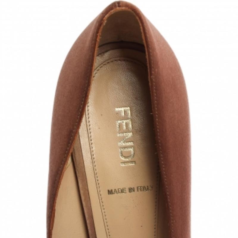 Brown Fendi Two Tone Satin Bow Peep Toe Platform Pumps Size 39 For Sale