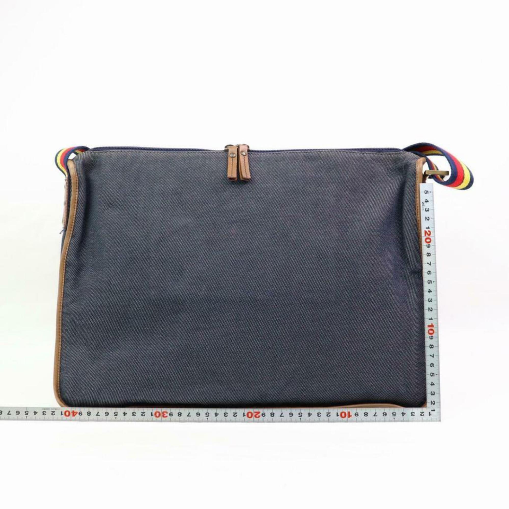 Fendi Ultra Logo Rainbow Messenger 870153 Blue Denim Cross Body Bag For Sale 1
