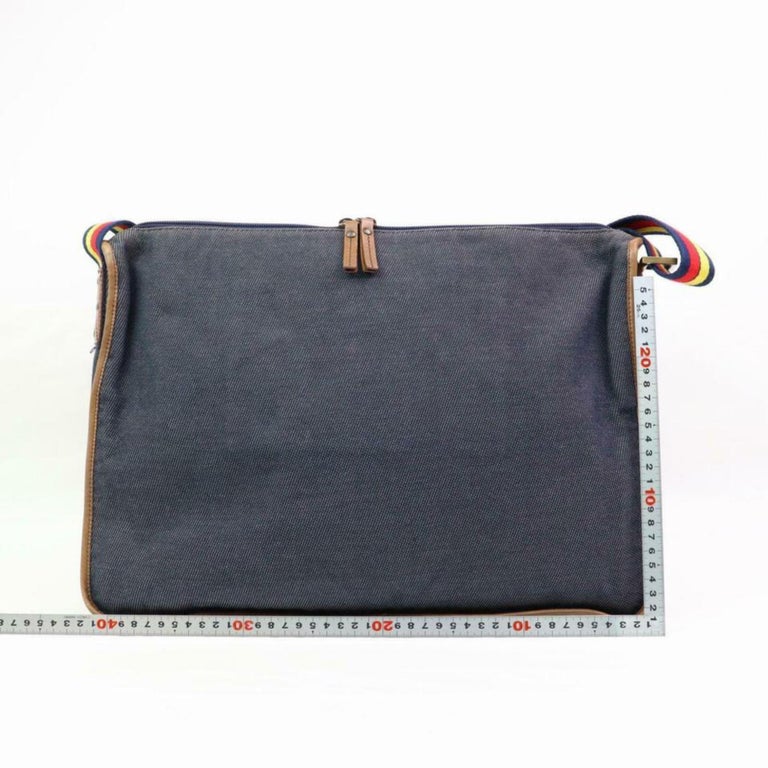 Fendi Ultra Logo Rainbow Messenger 870153 Blue Denim Cross Body Bag For