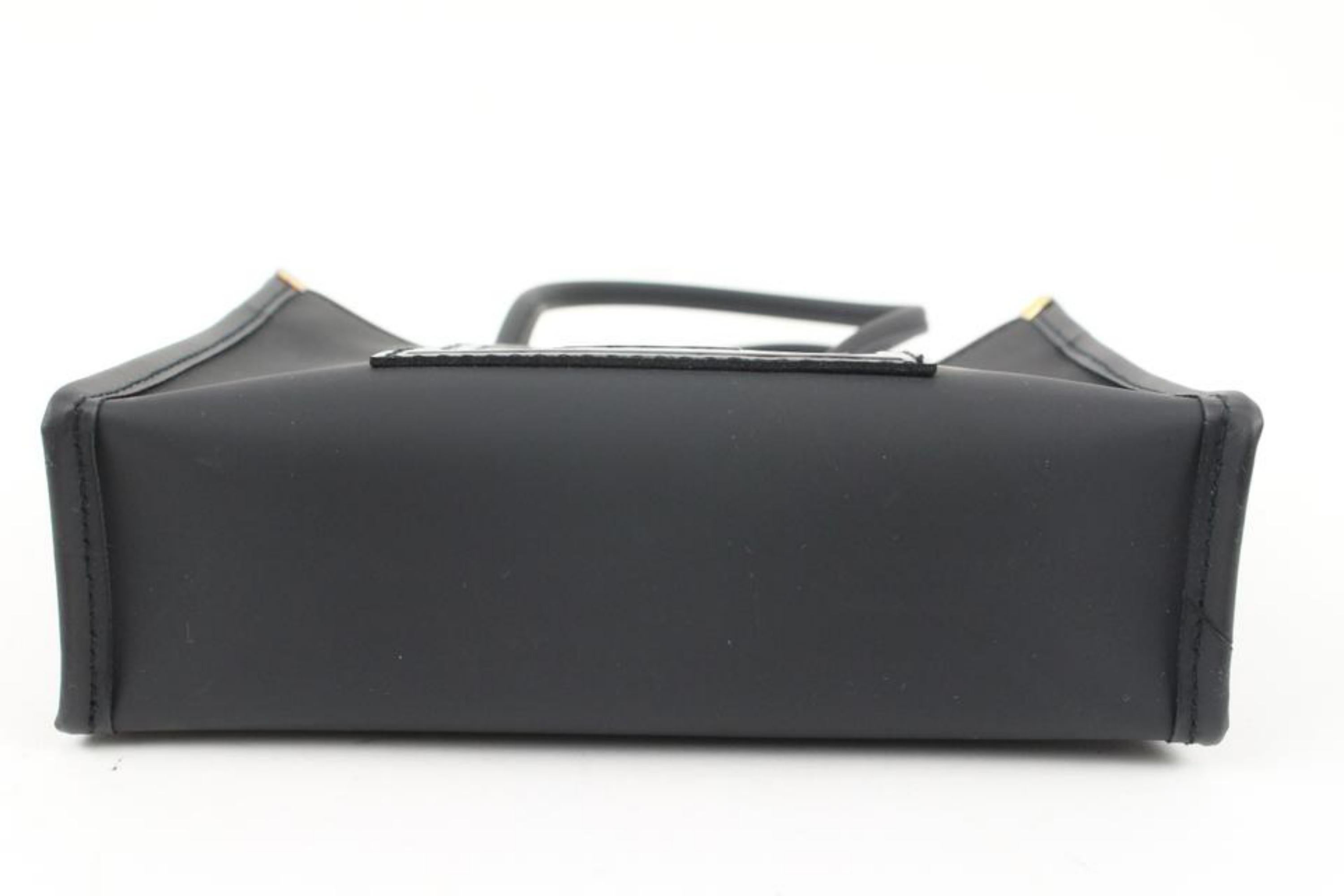 Fendi Ultra Rare Black Mini Rubber FF Logo Shopper Tote 118f22 For Sale 3