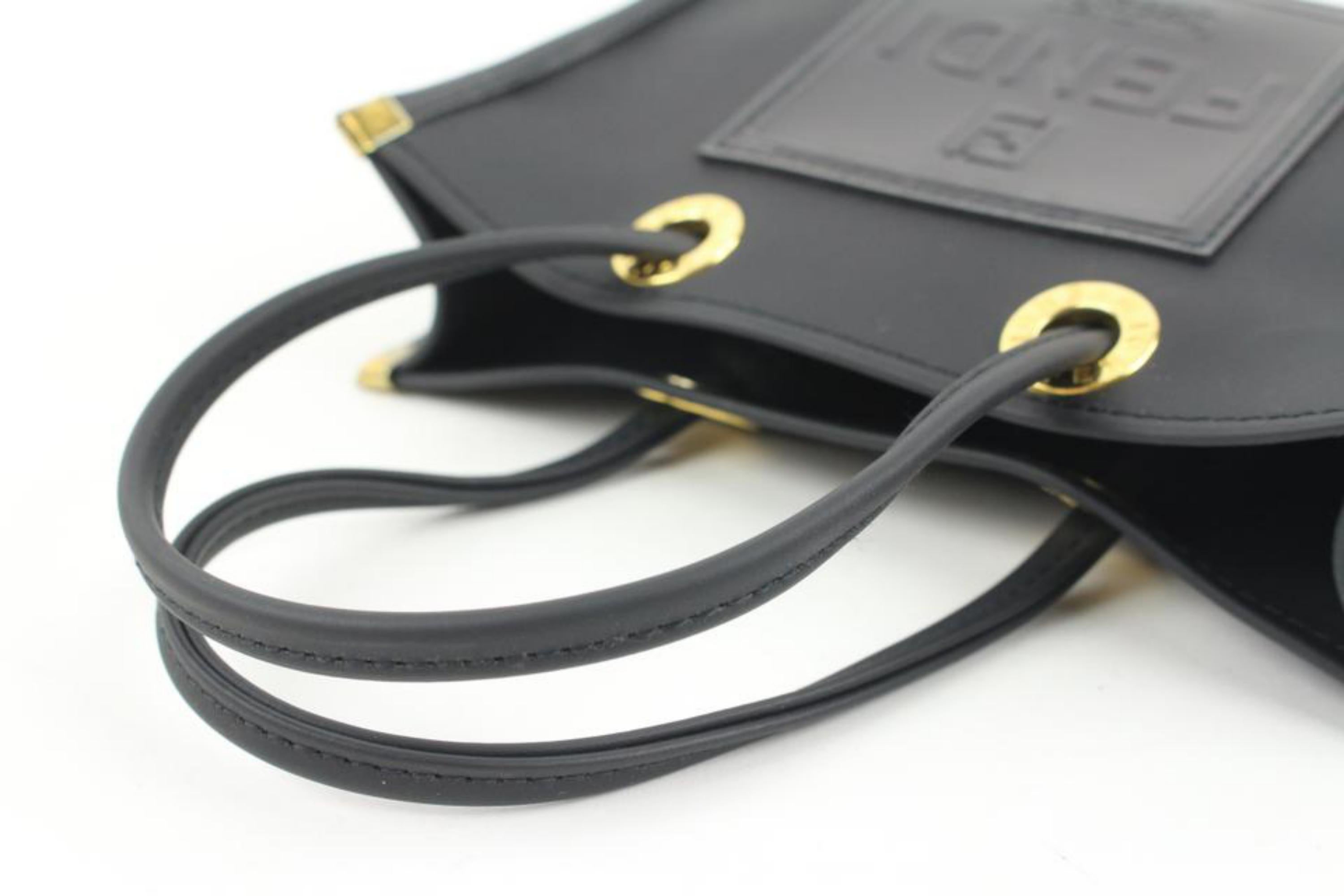 Fendi Ultra Rare Black Mini Rubber FF Logo Shopper Tote 118f22 For Sale 2