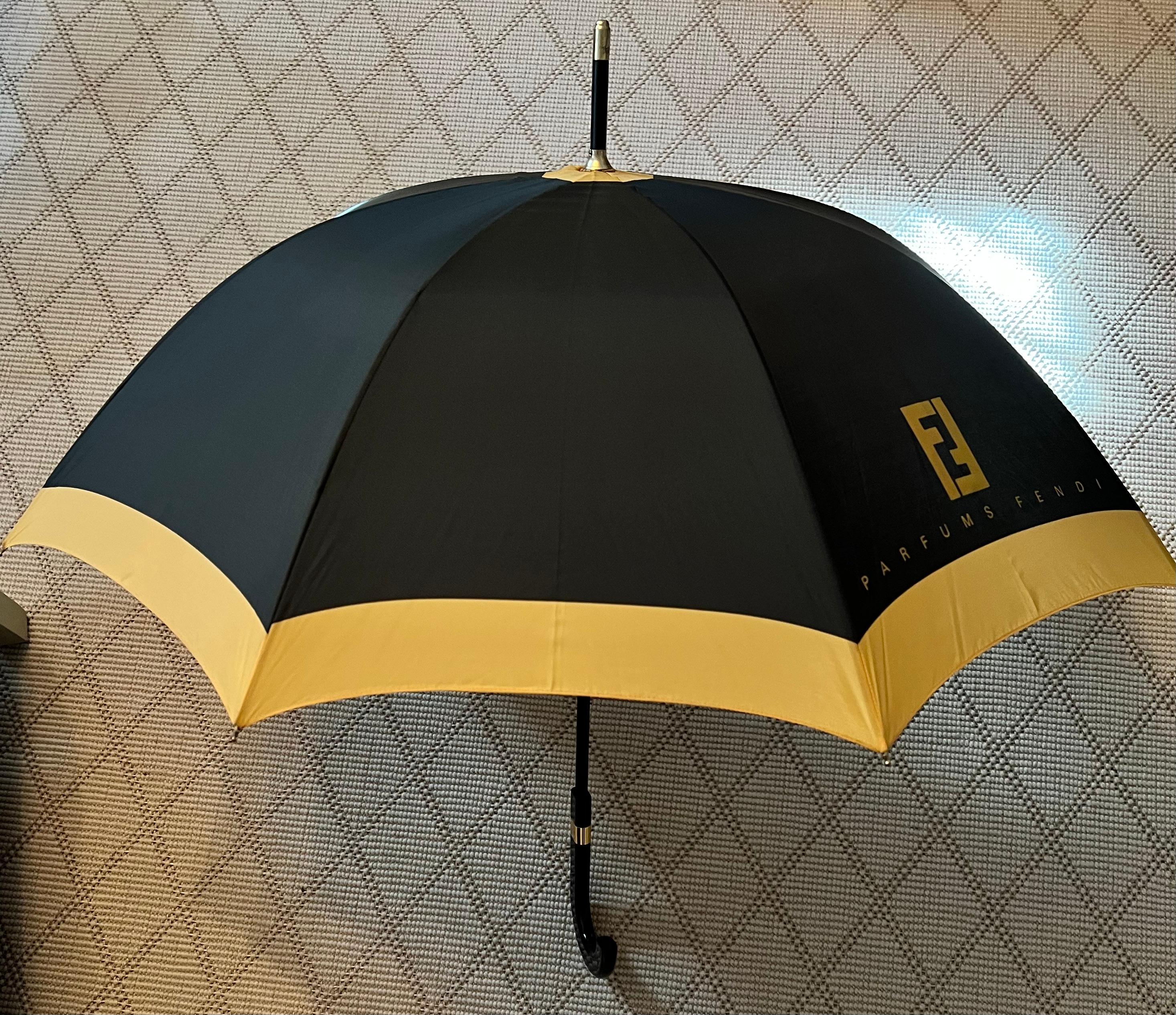 Fabric Fendi Umbrella with Gold Logo For Sale