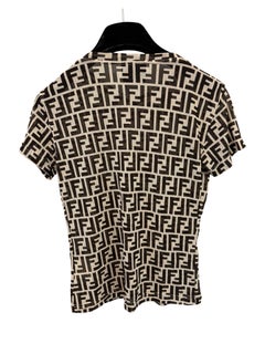 Fendi V-neck Monogram Mesh Top