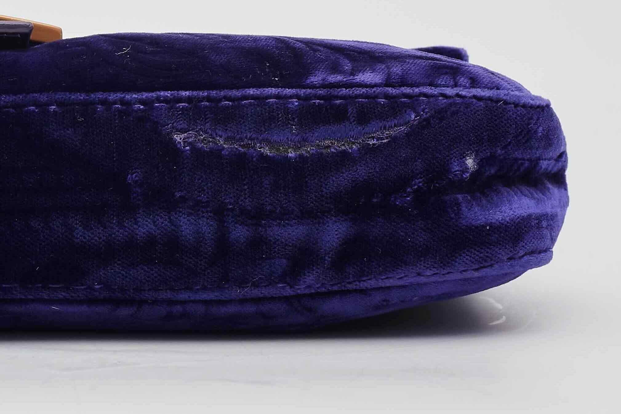 Fendi Velvet Blue Baguette Bag For Sale 6