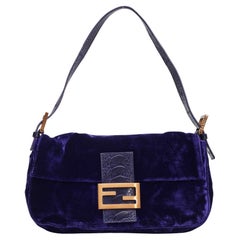 Vintage Fendi Velvet Blue Baguette Bag