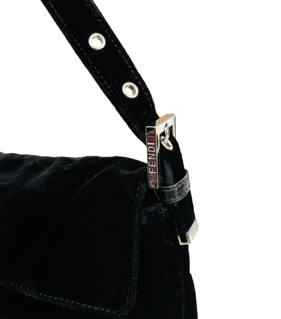 Fendi Velvet 'FF' Baguette Shoulder Bag For Sale 7