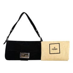 Fendi Velvet 'FF' Baguette Shoulder Bag
