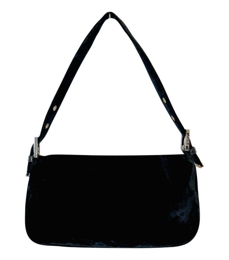 Fendi Velvet 'FF' Baguette Shoulder Bag In Fair Condition For Sale In London, GB