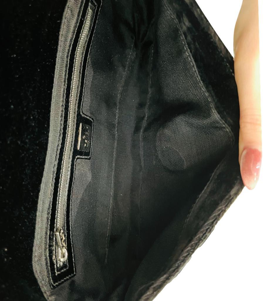 Fendi Velvet 'FF' Baguette Shoulder Bag For Sale 1
