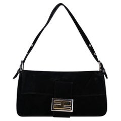Fendi Velvet 'FF' Baguette Shoulder Bag