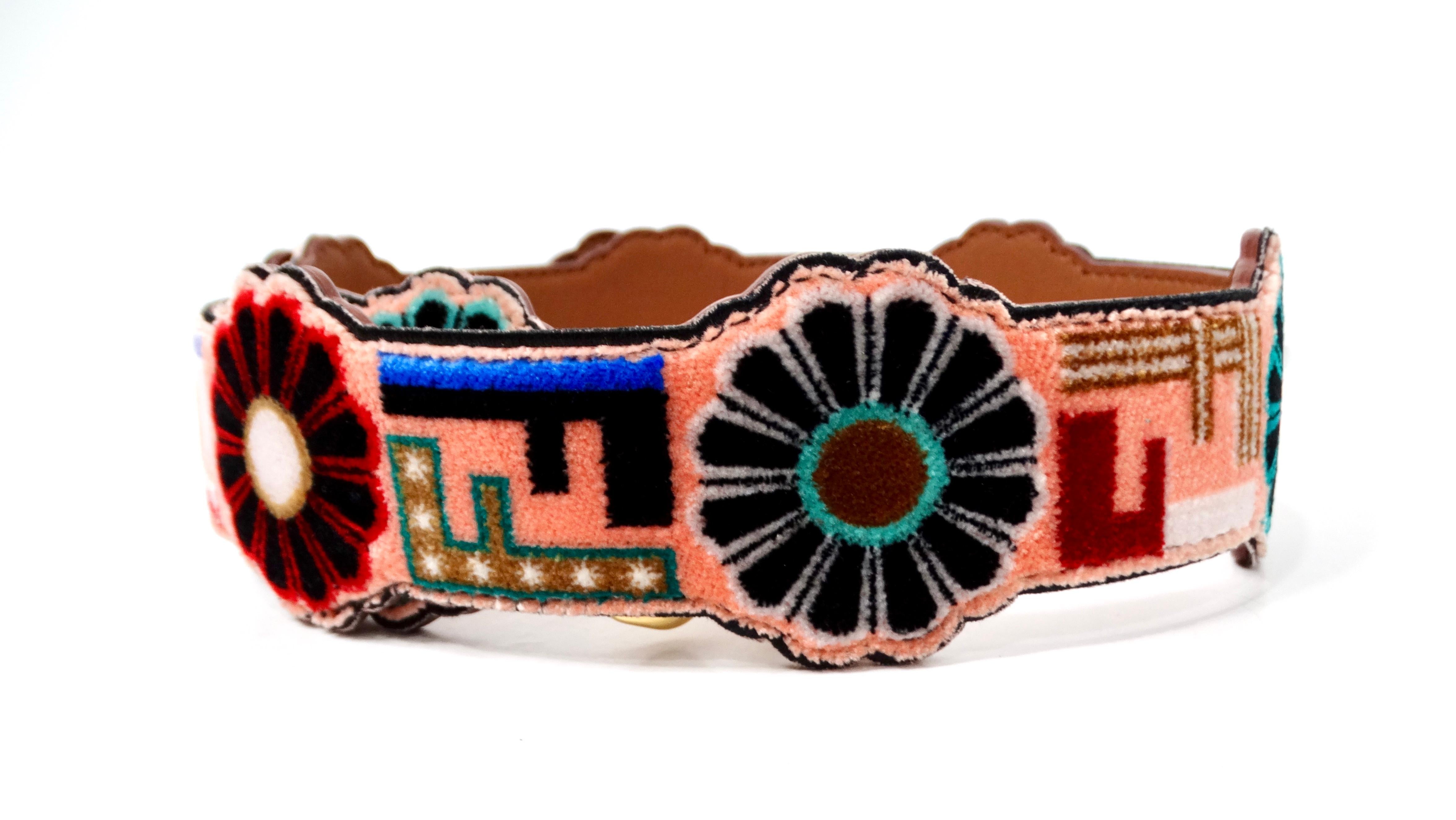 Fendi Velours Multicolore Logo floral Sac en cuir Bandoulière Pour femmes en vente