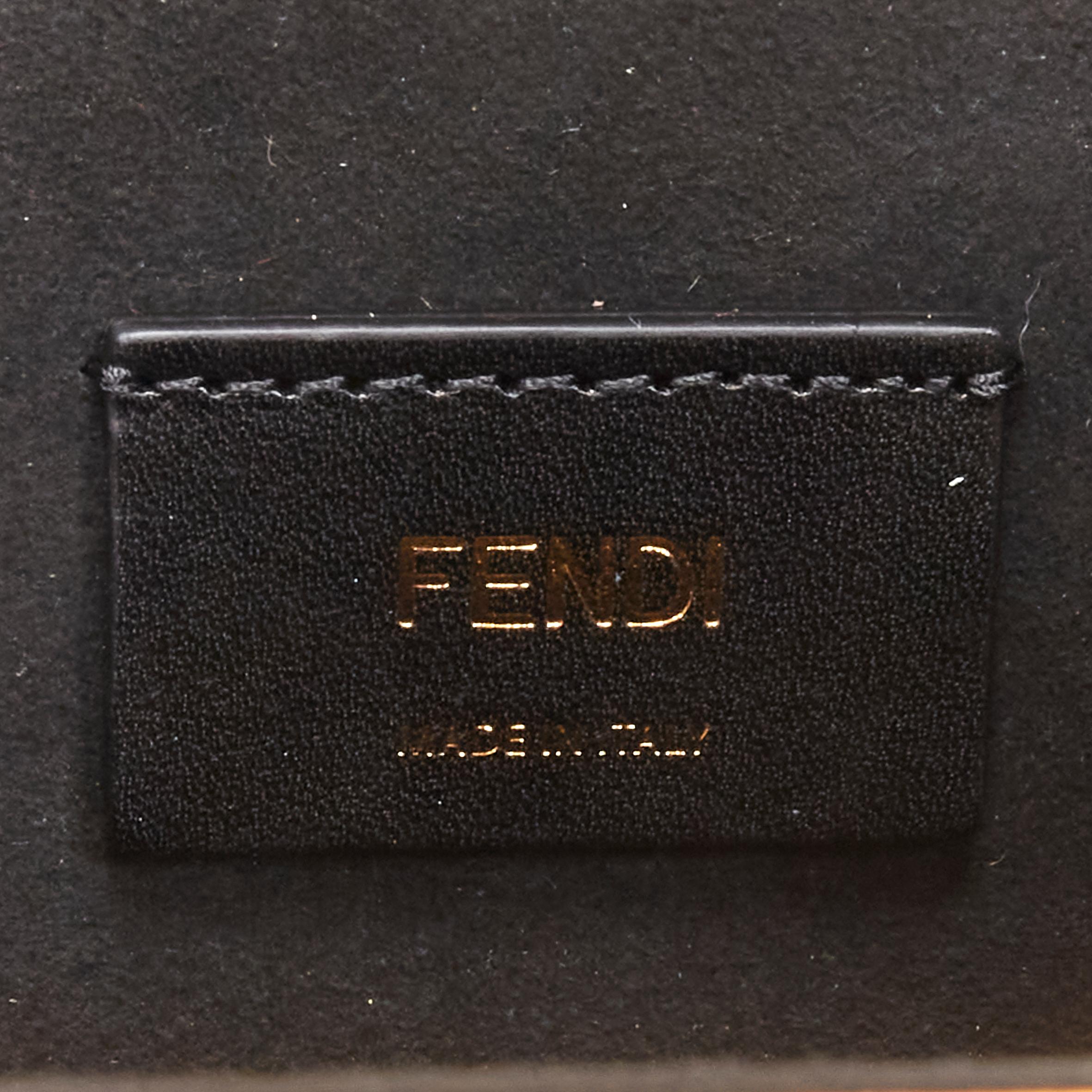 FENDI Vertical Box signature yellow black crossbody structured bag For Sale 5