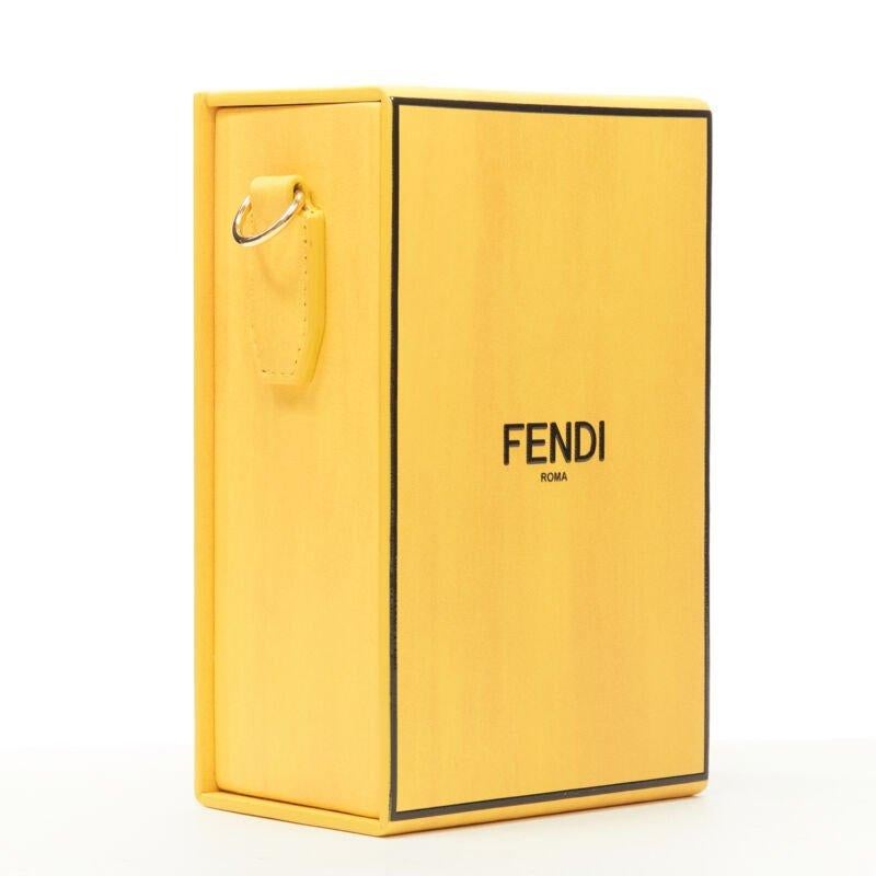 Orange FENDI Vertical Box signature yellow black crossbody structured bag For Sale