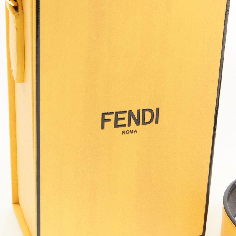 FENDI Vertical Box signature yellow black crossbody structured bag For Sale 2