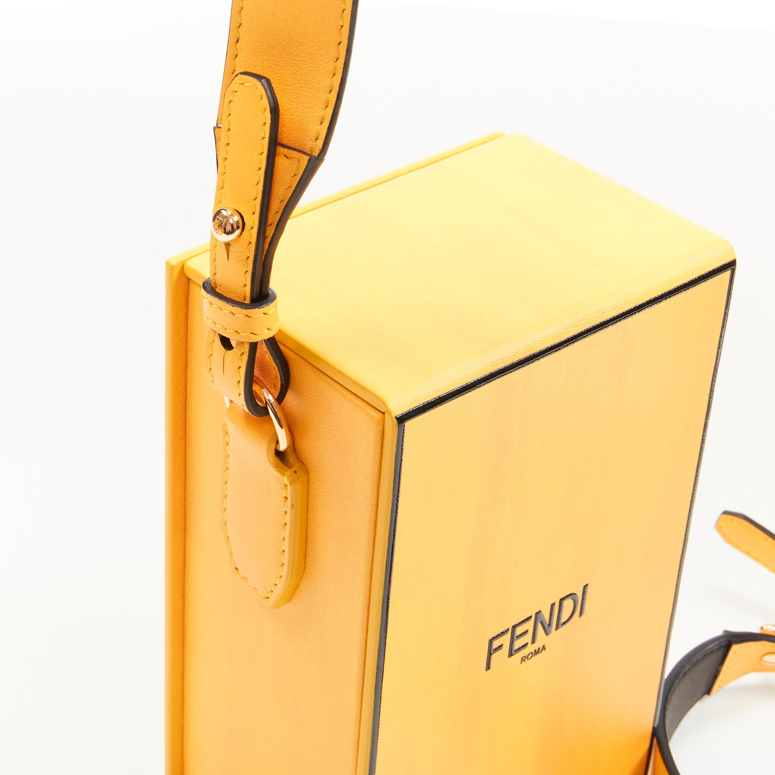 FENDI Vertical Box signature yellow black crossbody structured bag For Sale 1