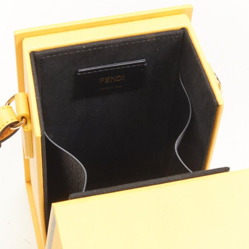 FENDI Vertical Box signature yellow black crossbody structured bag For Sale 4