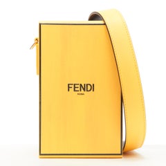 Used FENDI Vertical Box signature yellow black crossbody structured bag