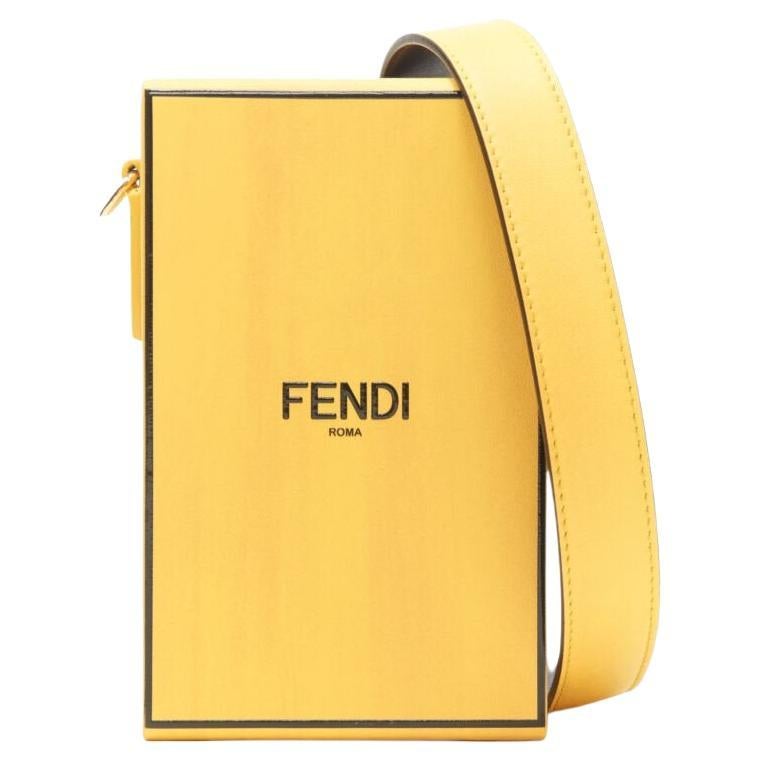 FENDI Vertical Box signature yellow black crossbody structured bag