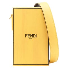 FENDI Vertical Box signature yellow black crossbody structured bag