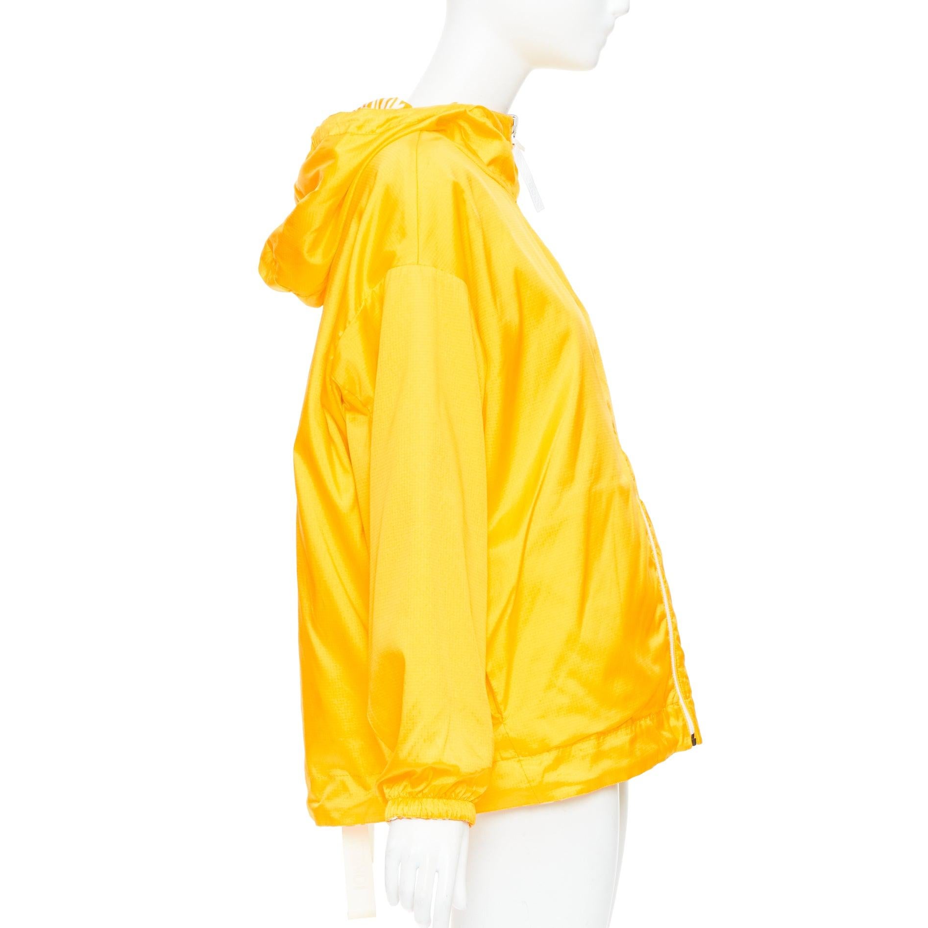 FENDI Vertigo Reversible yellow white swirl logo print hooded windbreaker S For Sale 5