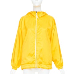 FENDI Vertigo Reversible yellow white swirl logo print hooded windbreaker S