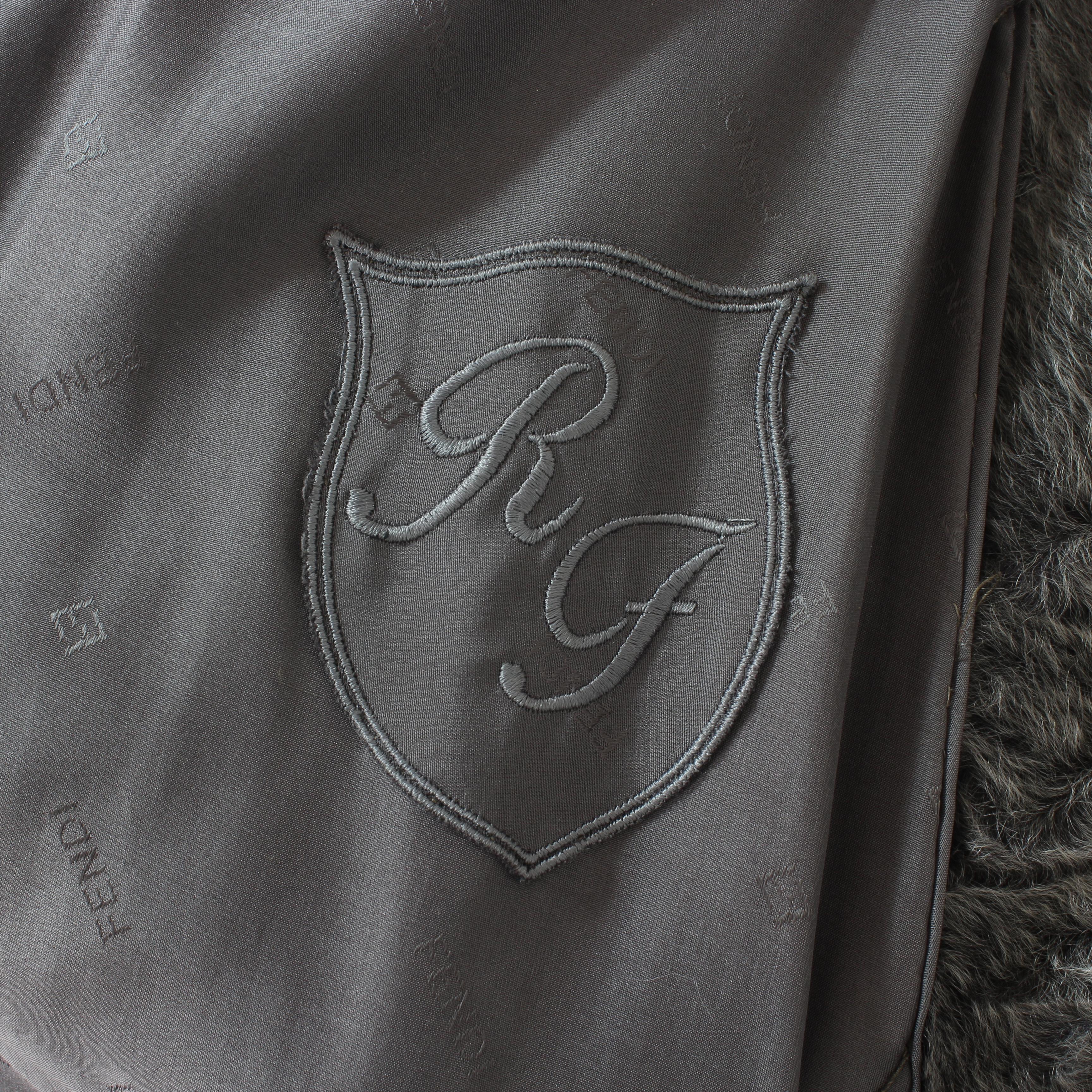 Fendi Vintage 1980s Gray Astrakhan Lamb Fur Long Double-Breasted Coat Made Italy For Sale 4