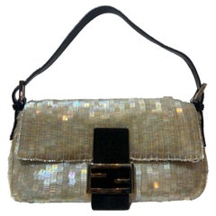 Fendi Vintage 1990's Cream Sequin Baguette Bag
