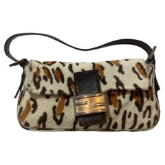 Fendi  Vintage 1990’s Leopard Print Pony Hair Shoulder Baguette