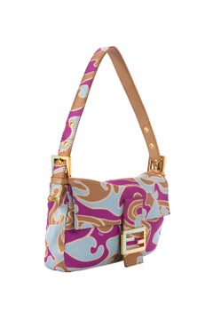 Fendi Vintage 1990's Psychedelic Satin Swirl Print Baguette Bag