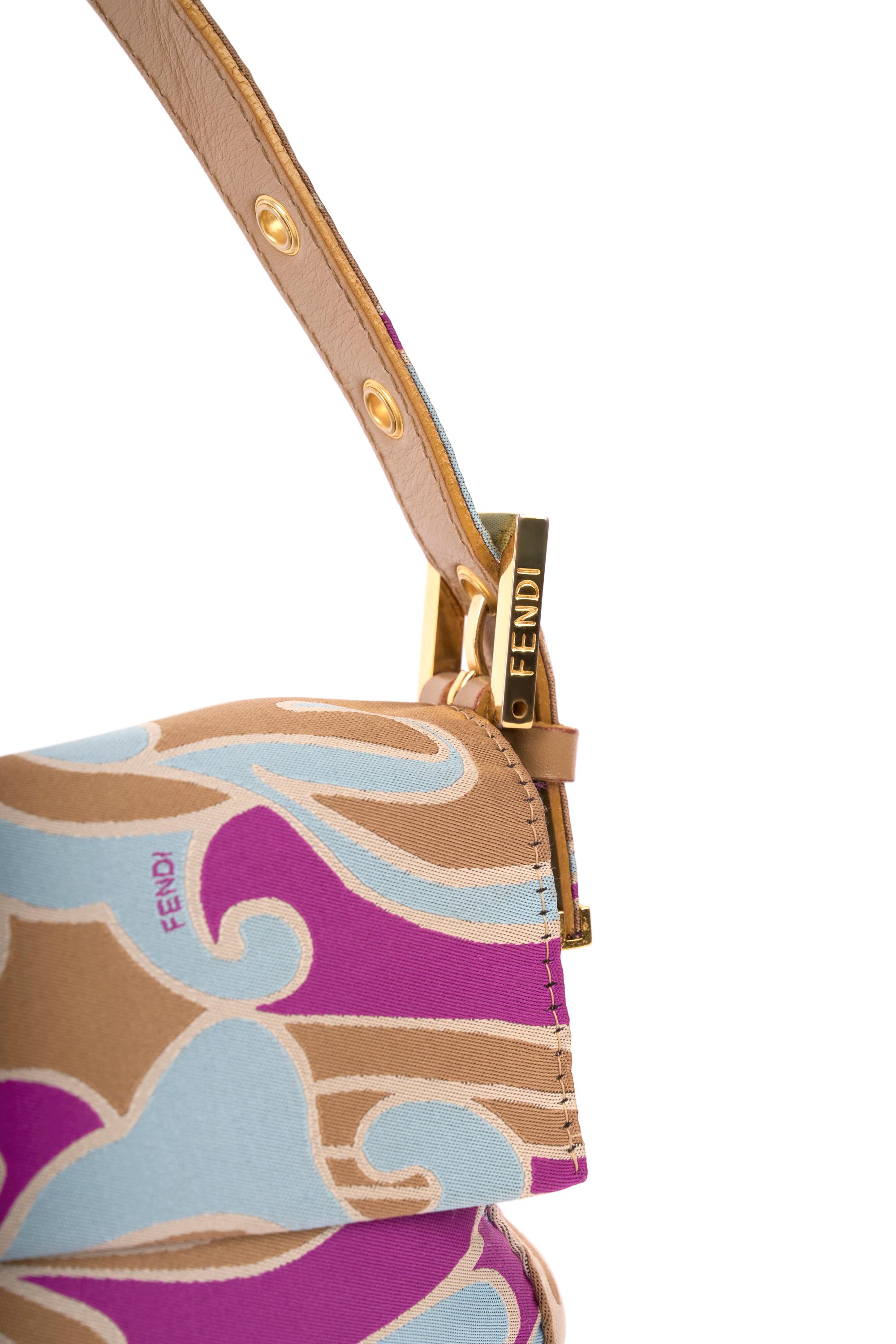 Women's or Men's Fendi Vintage 1990's Psychedelic Satin Swirl Print Baguette Bag