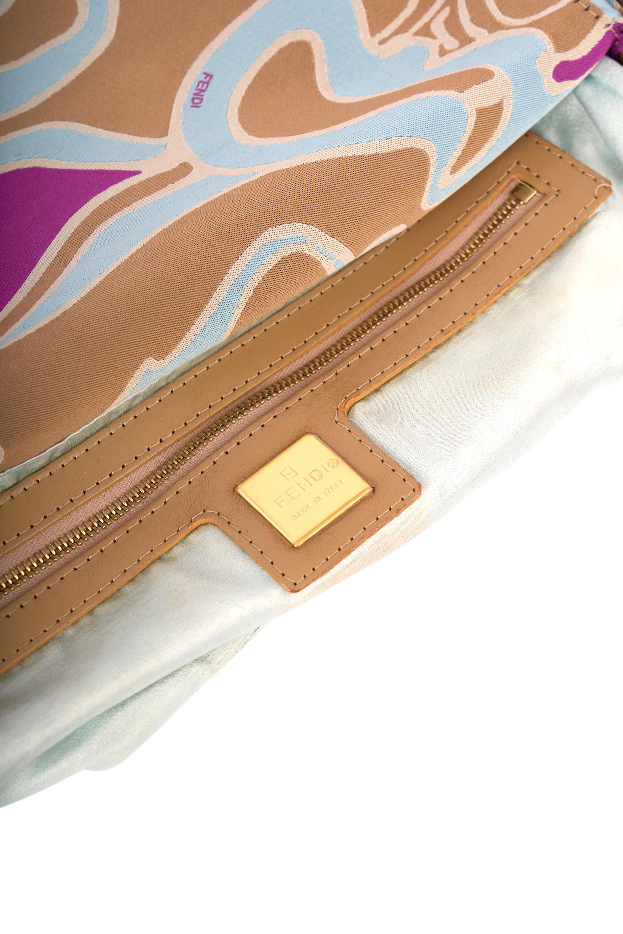 Fendi Vintage 1990's Psychedelic Satin Swirl Print Baguette Bag 2
