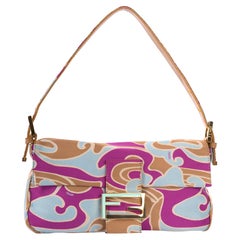 Fendi Vintage 1990's Psychedelic Satin Swirl Print Baguette Bag