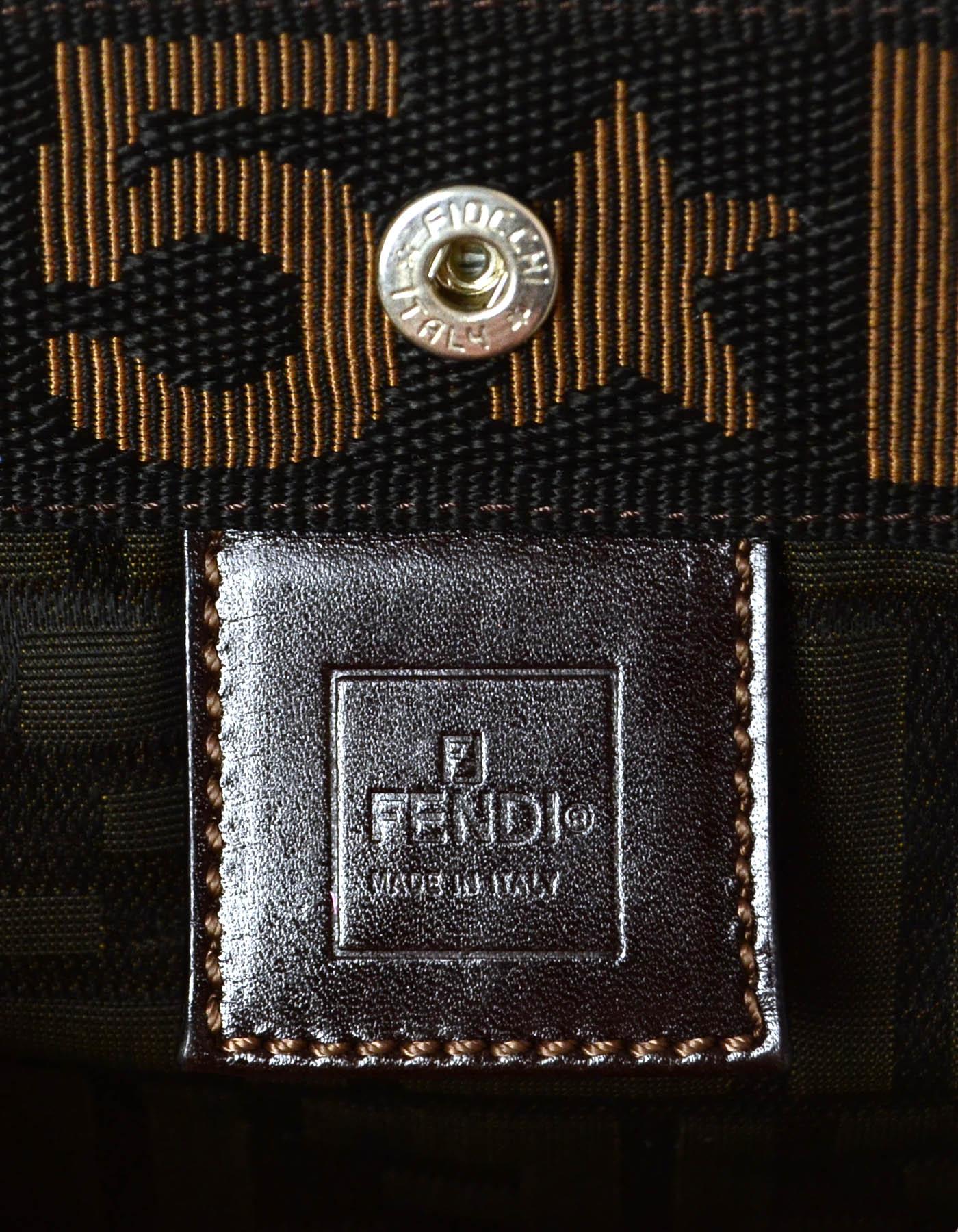 Fendi Vintage '90s Tobacco Brown Canvas Zucca Monogram Tote Bag In Excellent Condition In New York, NY