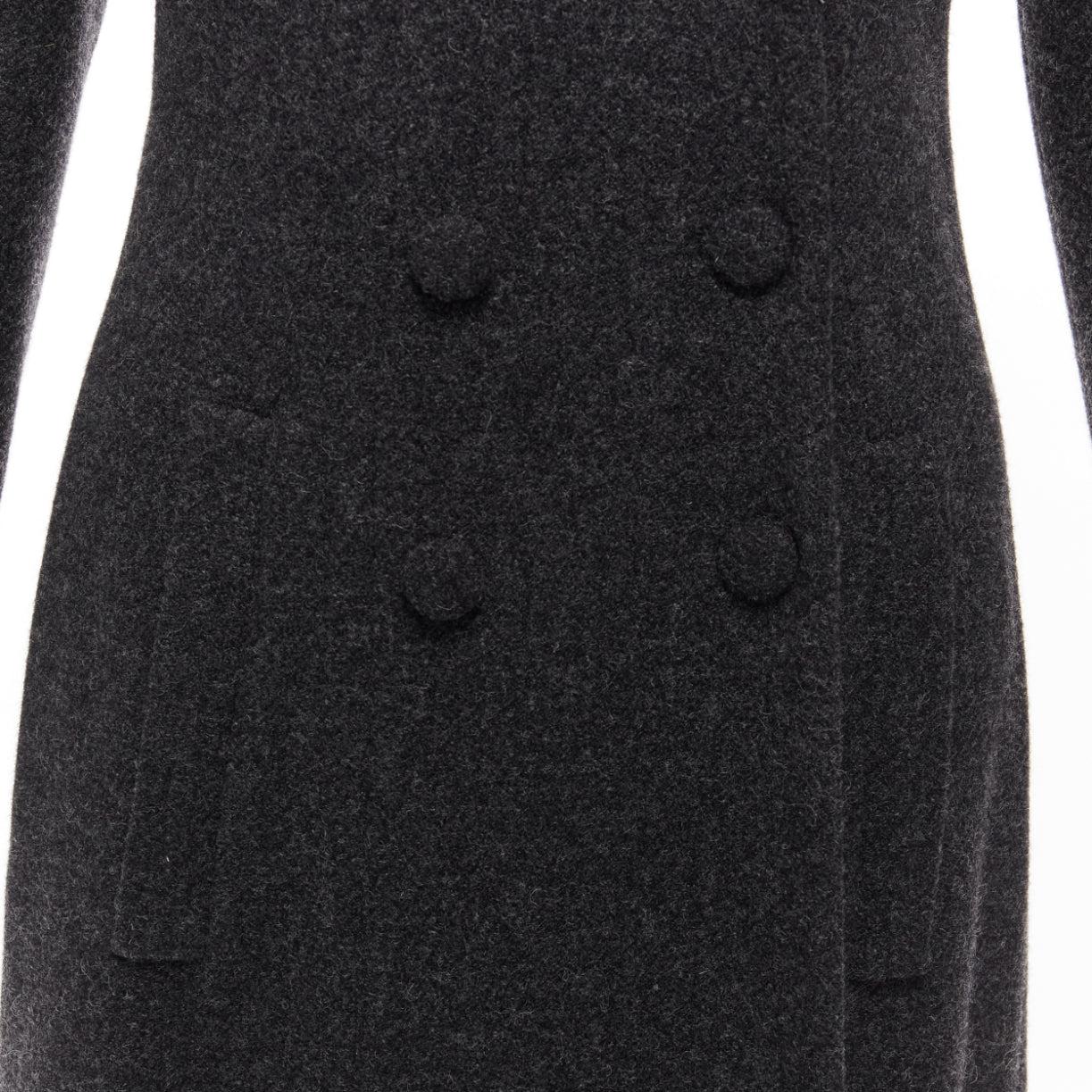 Fendi Vintage Astrakhan collo di pelliccia grigio misto lana vergine cappotto longilineo IT42 M. in vendita 3