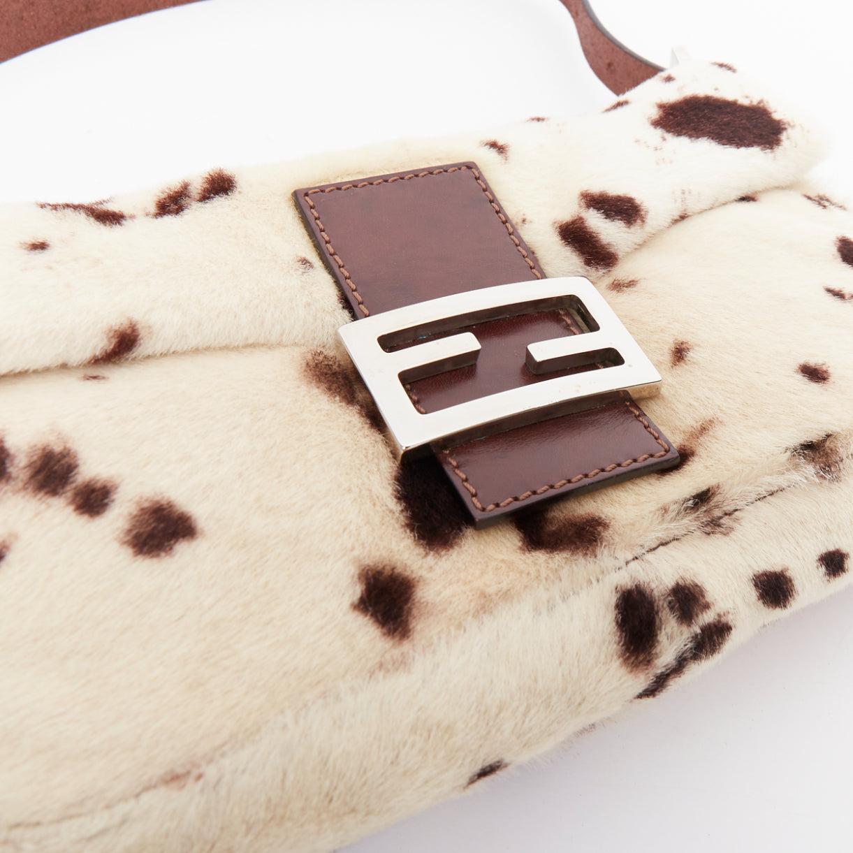 FENDI Vintage Baguette brown cream calfhair dalmatian underarm bag 1