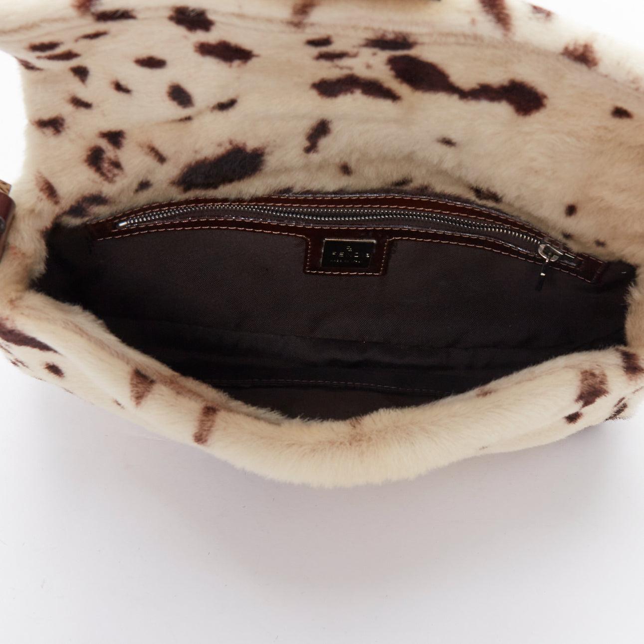 FENDI Vintage Baguette brown cream calfhair dalmatian underarm bag 3