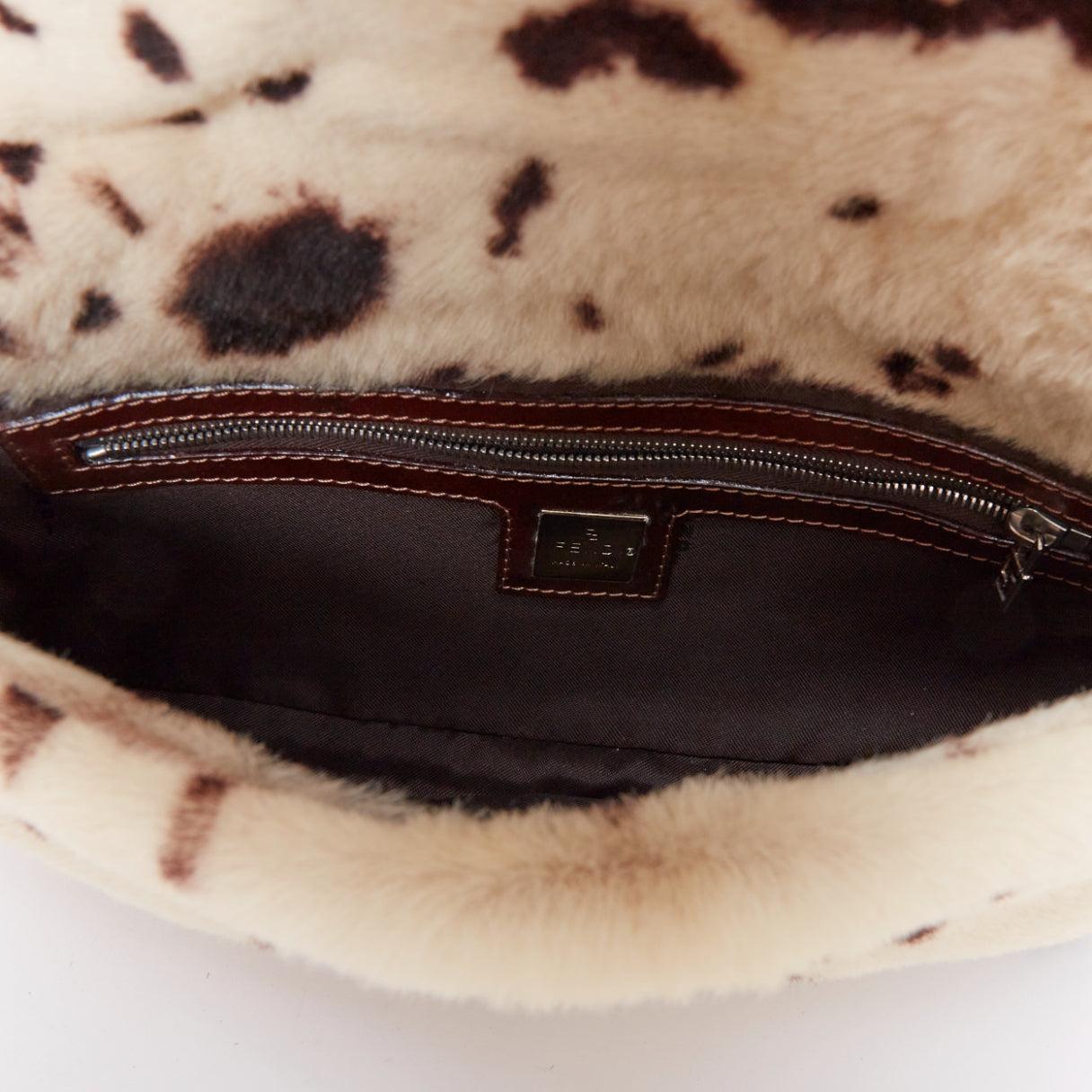 FENDI Vintage Baguette brown cream calfhair dalmatian underarm bag 4