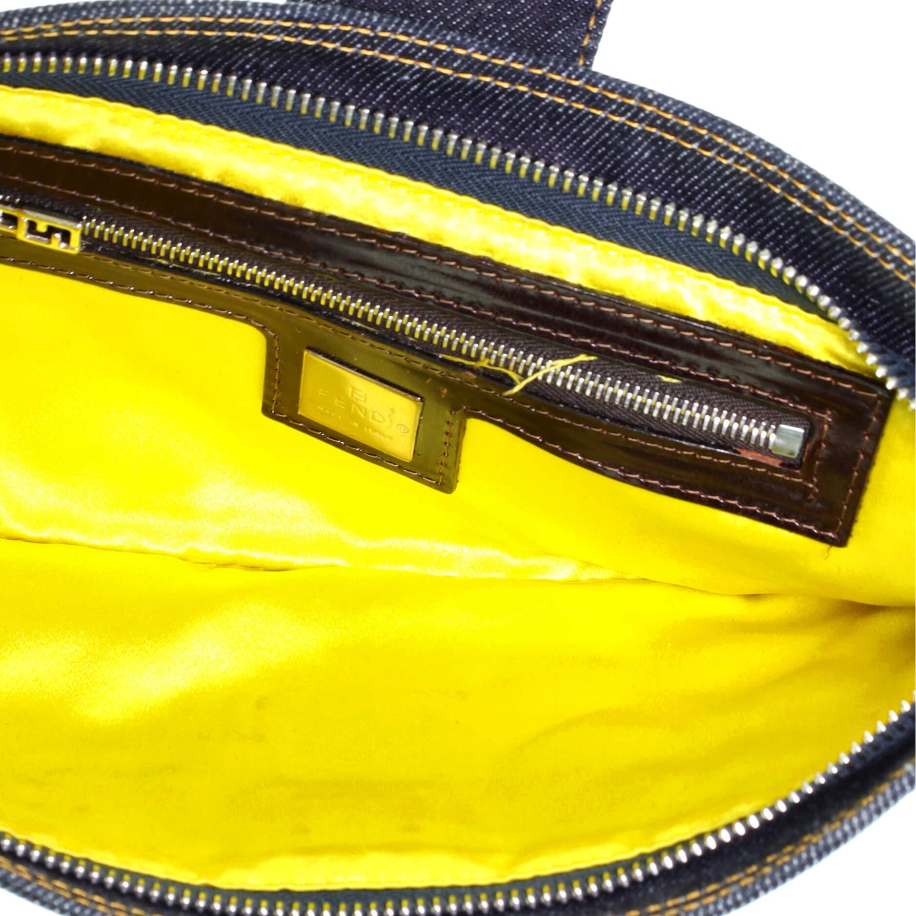 Fendi Vintage Baguette Shoulder Bag Embellished Denim Medium 1