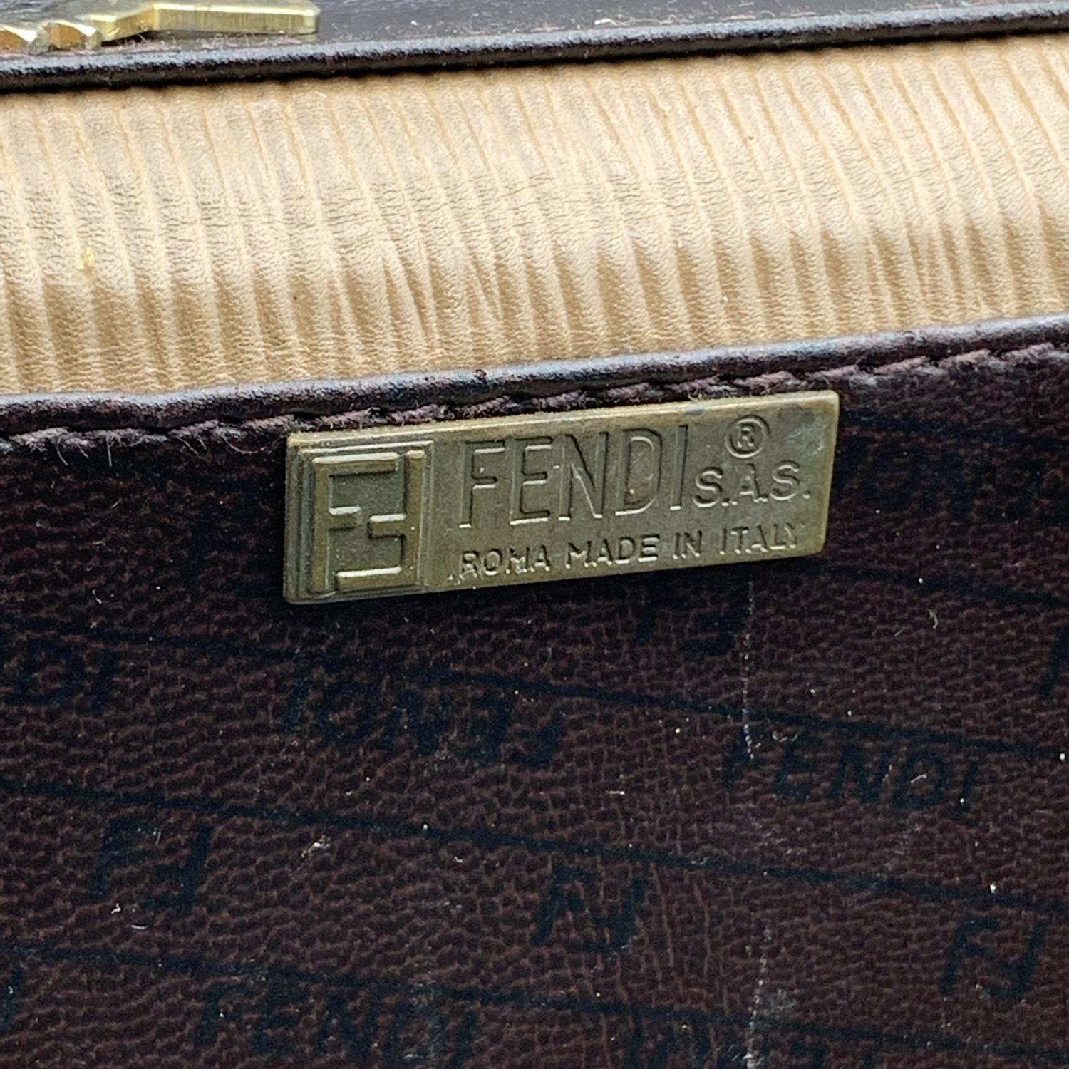 Fendi Vintage Beige Monogram Canvas Train Case Beauty Bag Handbag For Sale 2