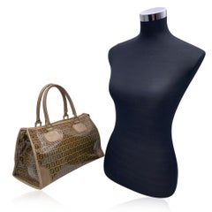 Fendi Vintage Beige Monogramm Vinyl Canvas Handtasche Satchel Tasche
