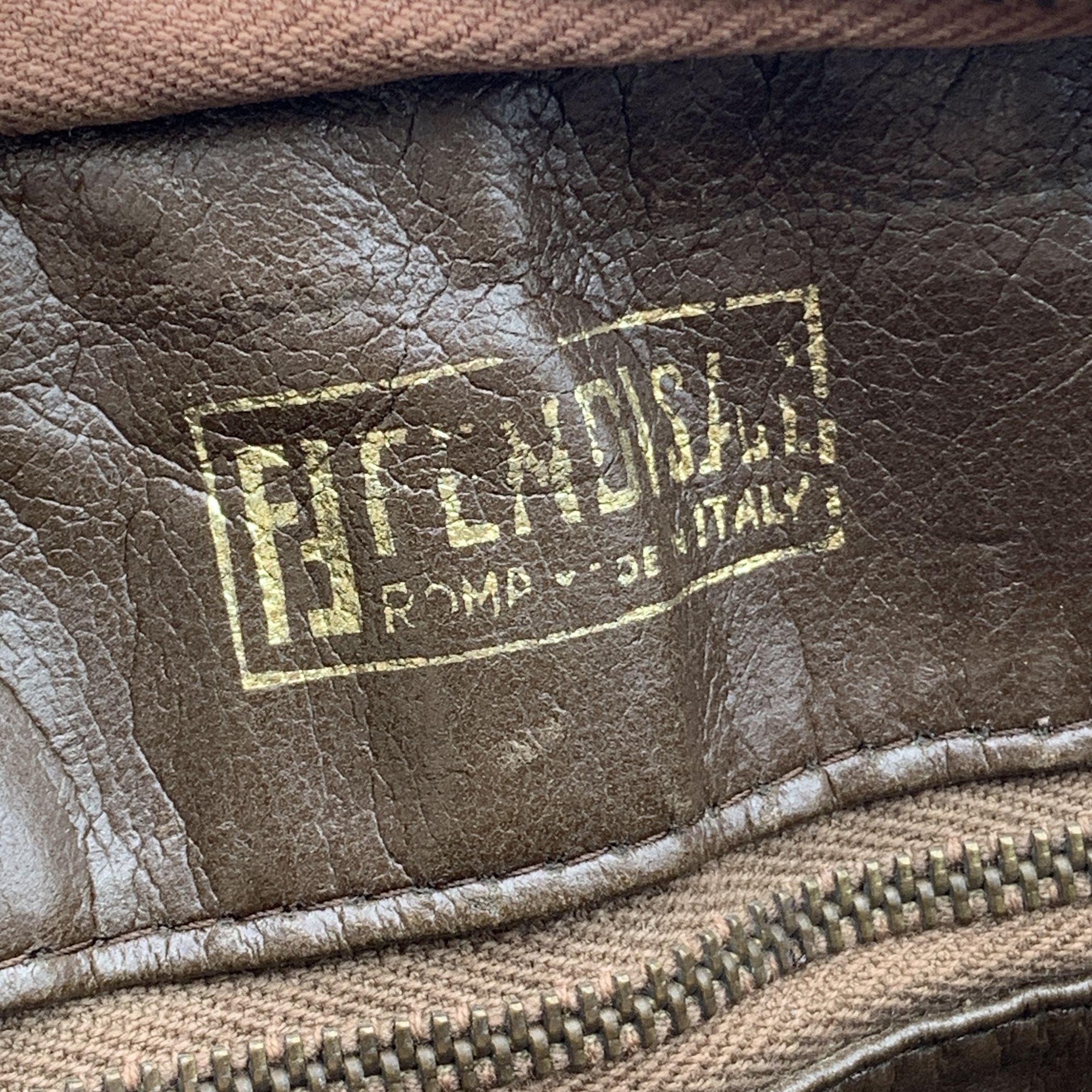 Fendi Vintage Beige Monogram Vinyl Canvas Handbag Satchel Bag For Sale 3