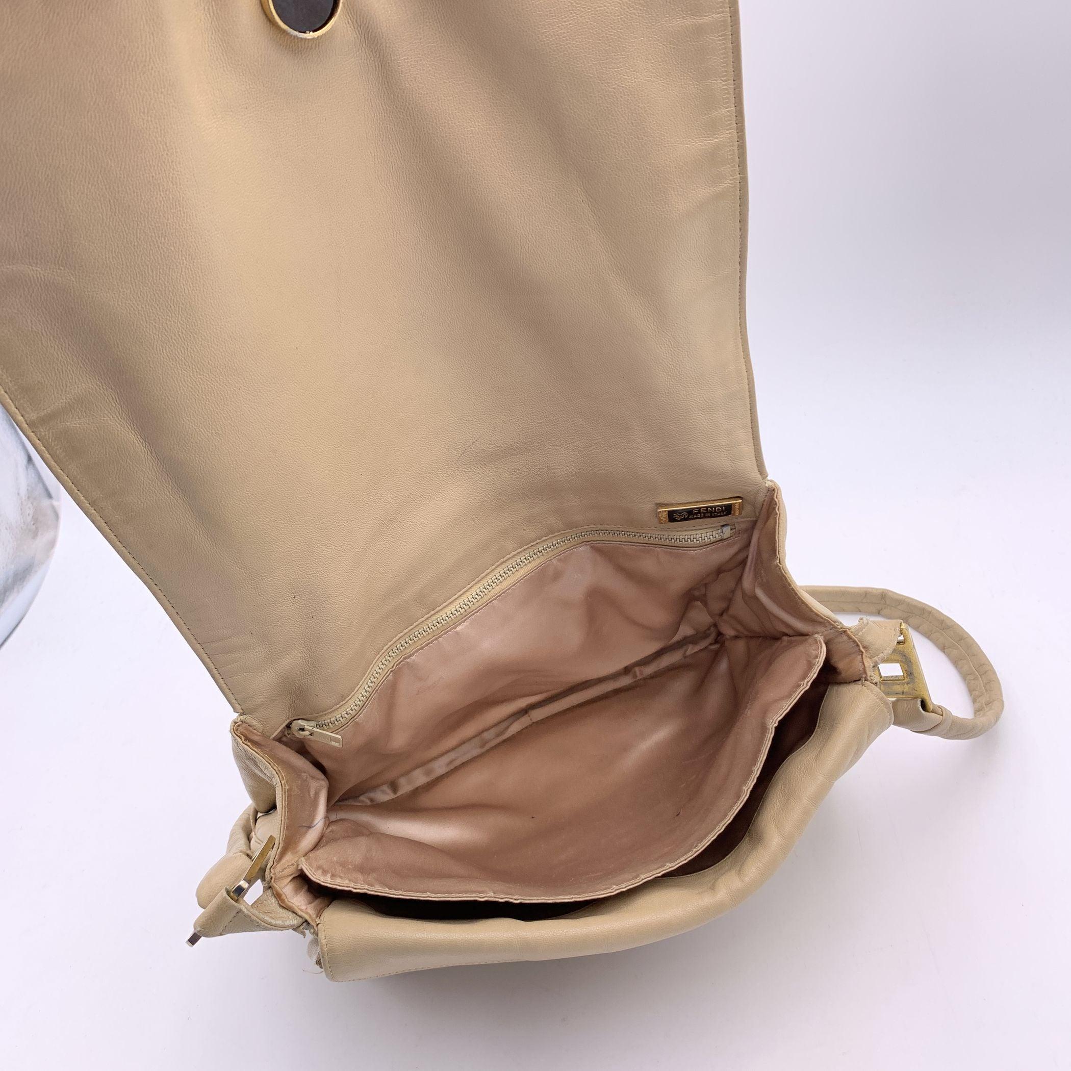 Fendi Vintage Beige Smooth Leather Shoulder Flap Bag 2