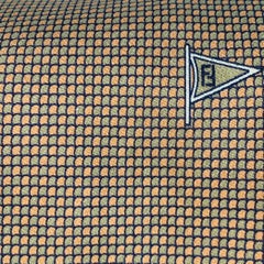 FENDI Vintage Beige Taupe Dots Silk Tie