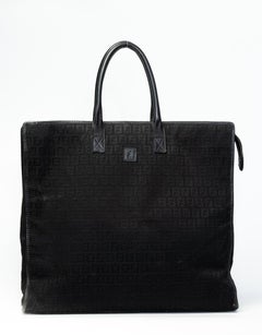 Fendi Vintage Black Canvas Zucchiano XL Mono Tote Bag