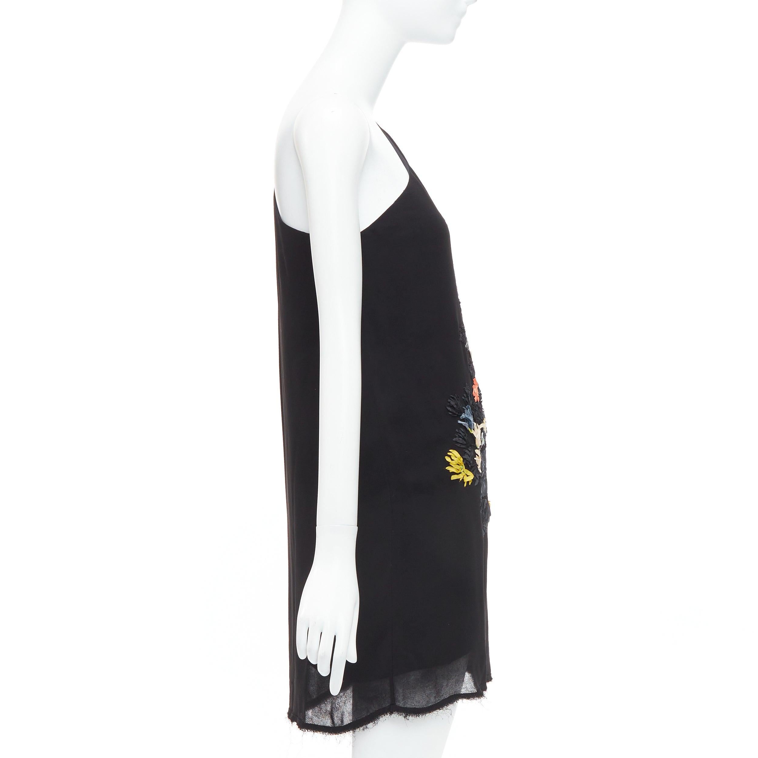 FENDI Vintage negro coral floral adornado un hombro vestido IT42 M en Bueno Estado en Hong Kong, NT
