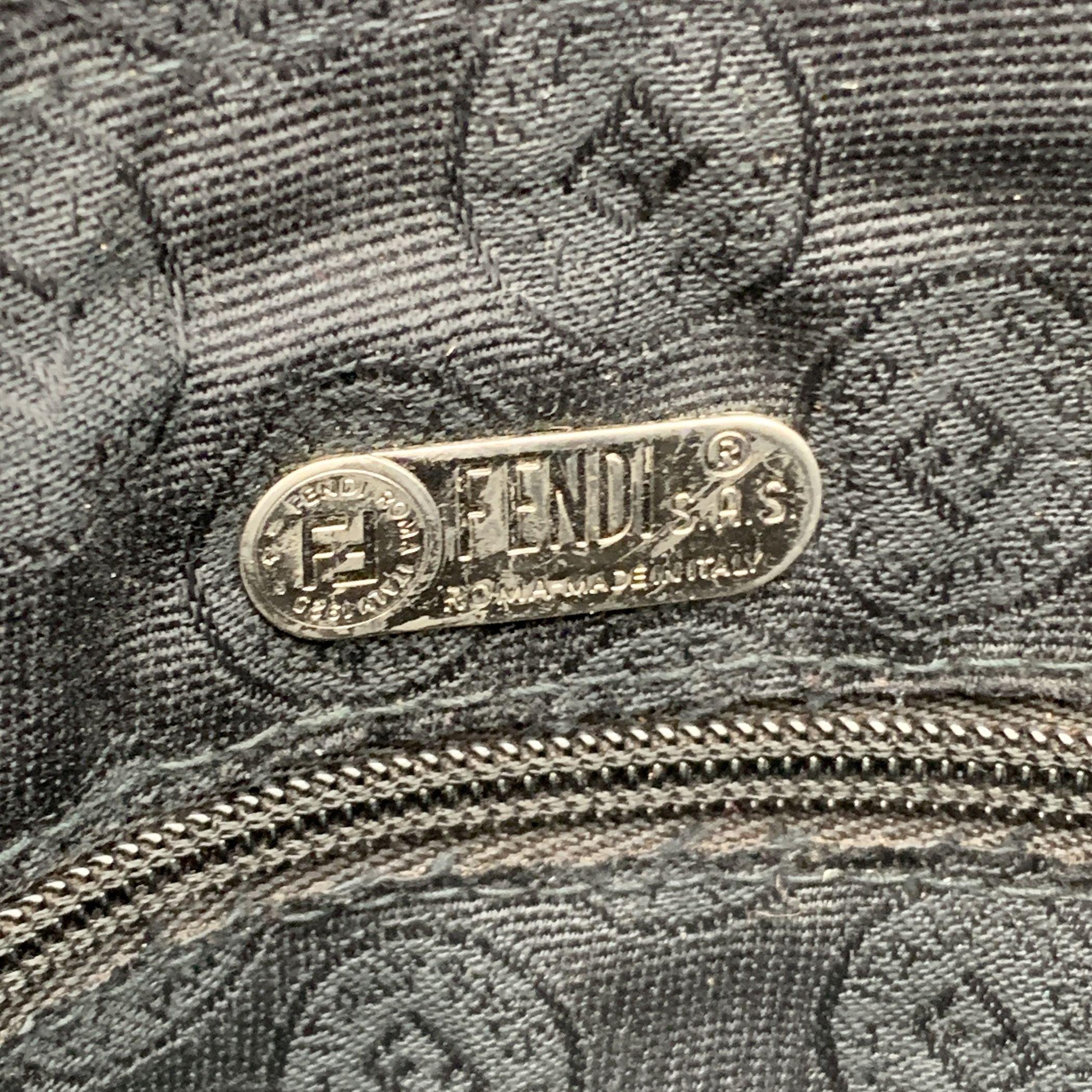 Fendi Vintage Black Embossed Portfolio Envelope Clutch Bag with Chain 1