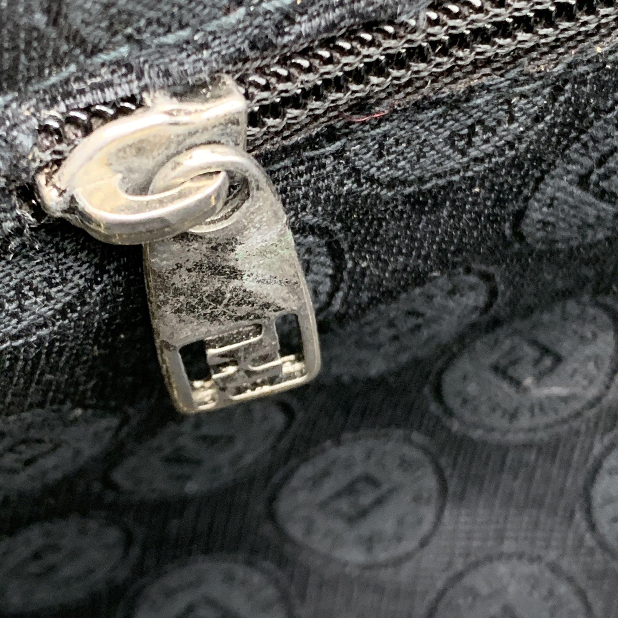 Fendi Vintage Black Embossed Portfolio Envelope Clutch Bag with Chain 2