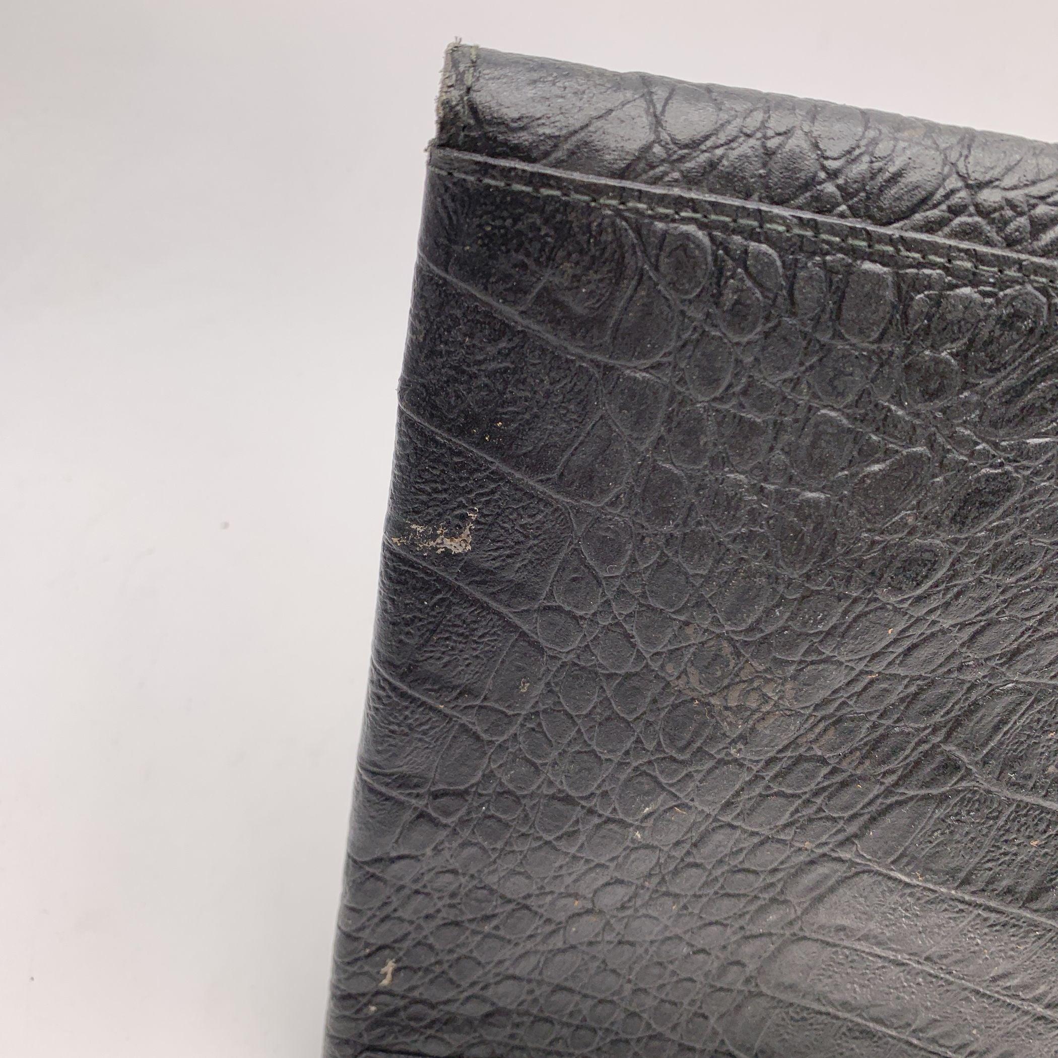 Fendi Vintage Black Embossed Portfolio Envelope Clutch Bag with Chain 3
